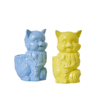Ceramic Cat Toothbrush Holder in Yellow or Blue By Rice DK